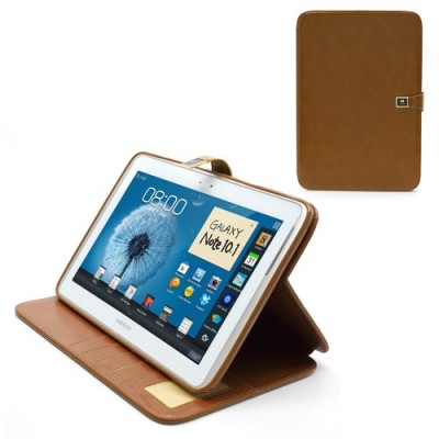 Atverčiamas rudas odinis Samsung Galaxy Note 10.1 N8000 (N8010) dėklas (dėkliukas) - piniginė / Priedai.lt