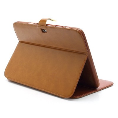Atverčiamas rudas odinis Samsung Galaxy Note 10.1 N8000 (N8010) dėklas (dėkliukas) - piniginė / Priedai.lt