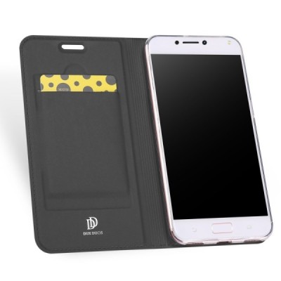 Asus Zenfone 4 Max (ZC554KL) „Dux Ducis“ Skin sērijas melns ādas atvērams maciņš / Vacins.lv