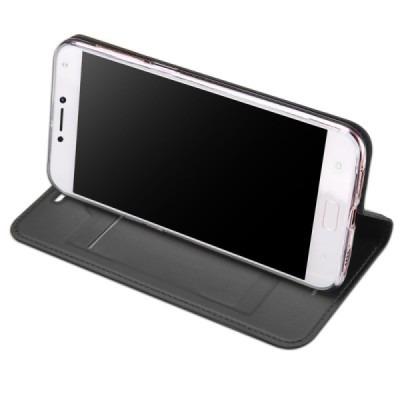 Asus Zenfone 4 Max (ZC554KL) „Dux Ducis“ Skin sērijas melns ādas atvērams maciņš / Vacins.lv