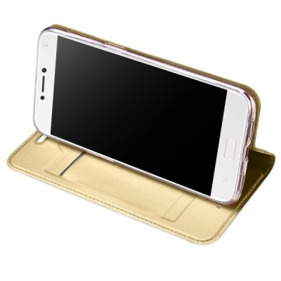 Asus Zenfone 4 Max (ZC554KL) „Dux Ducis“ Skin sērijas zelta ādas atvērams maciņš / Vacins.lv