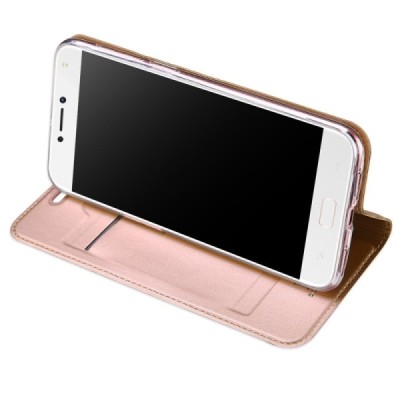 Asus Zenfone 4 Max (ZC554KL) „Dux Ducis“ Skin sērijas rozs ādas atvērams maciņš / Vacins.lv