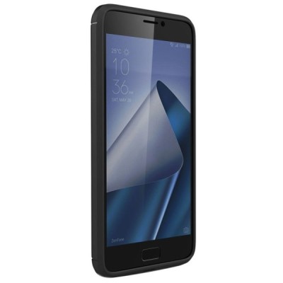 Asus Zenfone 4 Max (ZC554KL) „Carbon“ cieta silikona (TPU) melns apvalks / vacins.lv