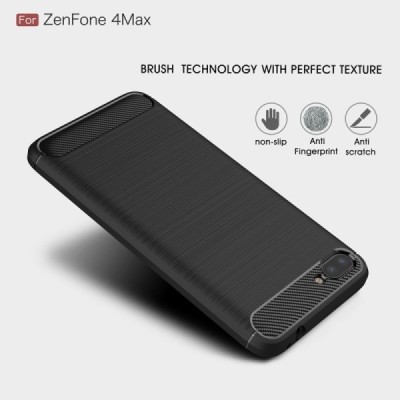 Asus Zenfone 4 Max (ZC554KL) „Carbon“ cieta silikona (TPU) melns apvalks / vacins.lv