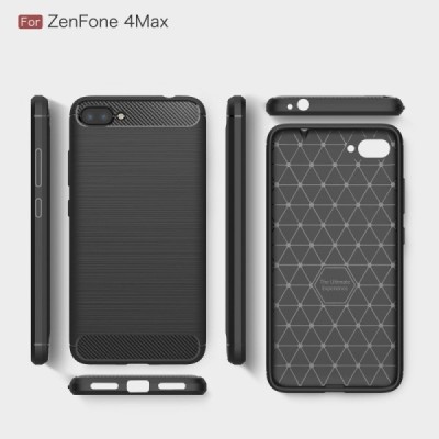 Asus Zenfone 4 Max (ZC554KL) „Carbon“ cieta silikona (TPU) melns apvalks / vacins.lv