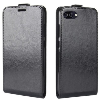 Asus Zenfone 4 Max (ZC554KL) klasisks ādas vertikāli atvēramais melns maciņš / Vacins.lv