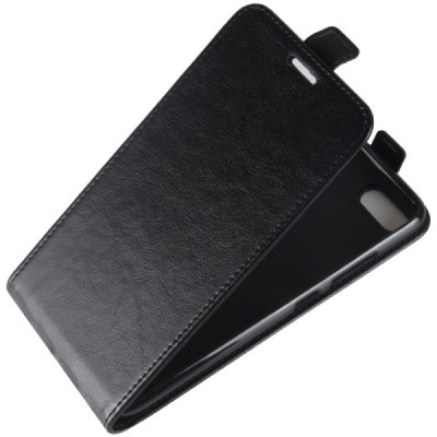 Asus Zenfone 4 Max (ZC554KL) klasisks ādas vertikāli atvēramais melns maciņš / Vacins.lv