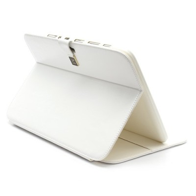 Atverčiamas baltas odinis Samsung Galaxy Note 10.1 N8000 (N8010) dėklas (dėkliukas) - piniginė / Priedai.lt