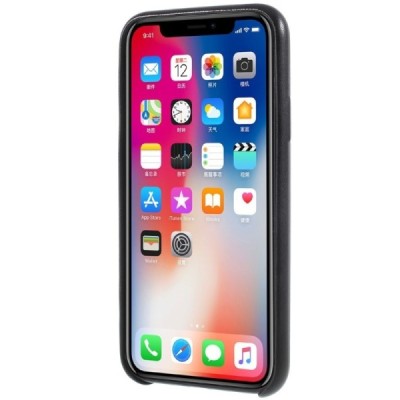 Soft Slim Apple iPhone X (iPhone Xs) melns ādas apvalks / Vacins.lv