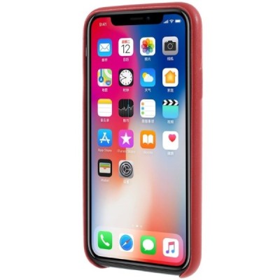 Soft Slim Apple iPhone X (iPhone Xs) sarkans ādas apvalks / Vacins.lv