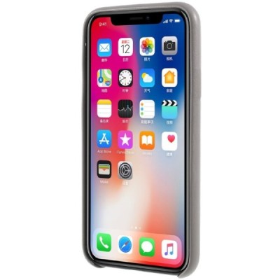 Soft Slim serijos Apple iPhone X (iPhone Xs) pilkas odinis dėklas - nugarėlė / Priedai.lt
