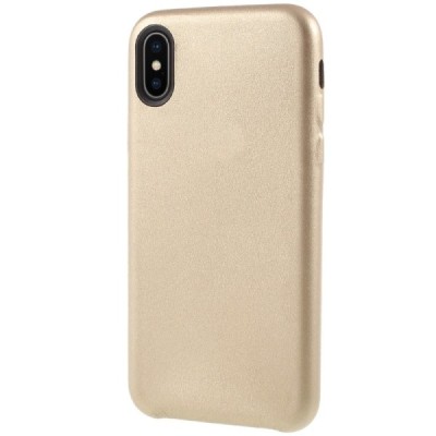 Soft Slim serijos Apple iPhone X (iPhone Xs) auksinis odinis dėklas - nugarėlė / Priedai.lt