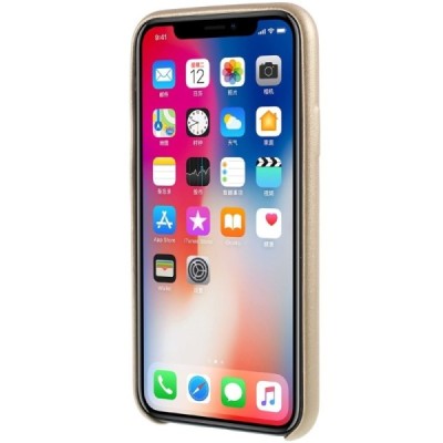 Soft Slim serijos Apple iPhone X (iPhone Xs) auksinis odinis dėklas - nugarėlė / Priedai.lt