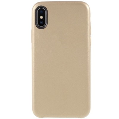 Soft Slim serijos Apple iPhone X (iPhone Xs) auksinis odinis dėklas - nugarėlė / Priedai.lt