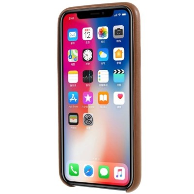 Soft Slim serijos Apple iPhone X (iPhone Xs) rudas odinis dėklas - nugarėlė / Priedai.lt