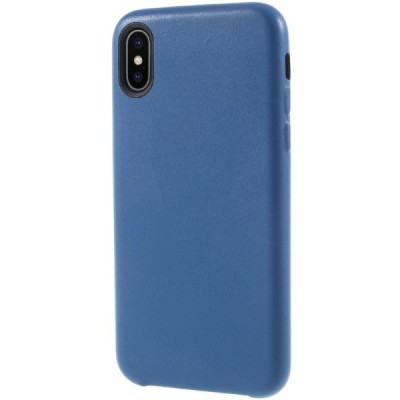 Soft Slim serijos Apple iPhone X (iPhone Xs) mėlynas odinis dėklas - nugarėlė / Priedai.lt
