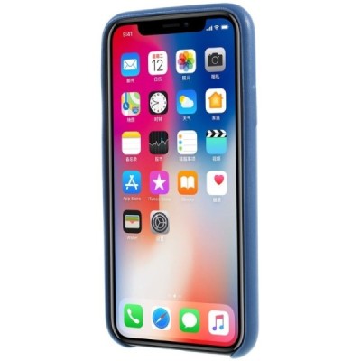 Soft Slim Apple iPhone X (iPhone Xs) zils ādas apvalks / Vacins.lv