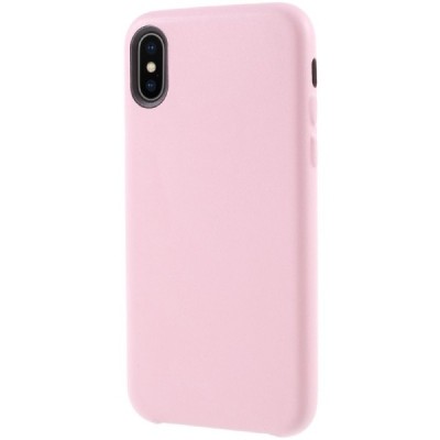 Soft Slim serijos Apple iPhone X (iPhone Xs) šviesiai rožinis odinis dėklas - nugarėlė / Priedai.lt