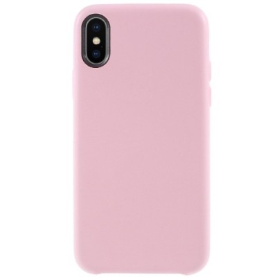Soft Slim serijos Apple iPhone X (iPhone Xs) šviesiai rožinis odinis dėklas - nugarėlė / Priedai.lt
