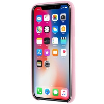 Soft Slim serijos Apple iPhone X (iPhone Xs) šviesiai rožinis odinis dėklas - nugarėlė / Priedai.lt