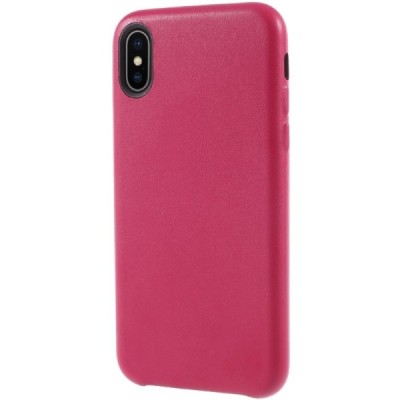 Soft Slim serijos Apple iPhone X (iPhone Xs) tamsiai rožinis odinis dėklas - nugarėlė / Priedai.lt