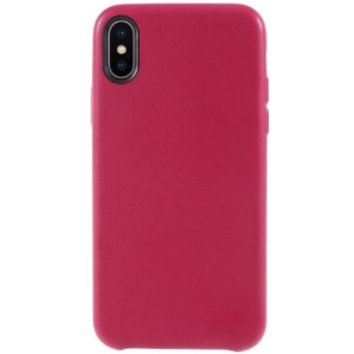Soft Slim serijos Apple iPhone X (iPhone Xs) tamsiai rožinis odinis dėklas - nugarėlė / Priedai.lt