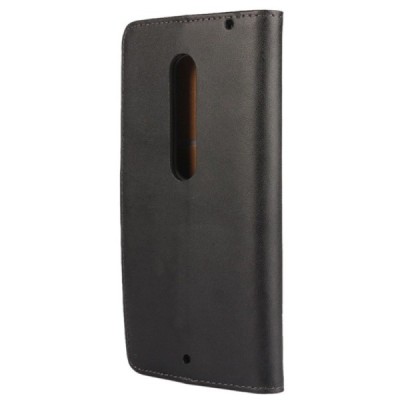 Motorola Moto X Style atvēramais ādas melns Casual maciņš (maks) / Vacins.lv