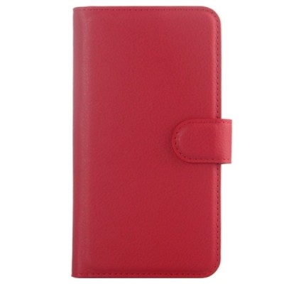 Motorola Moto G 3 kartos (Gen 3) atvēramais sarkans ādas Litchi maciņš - maks / Vacins.lv