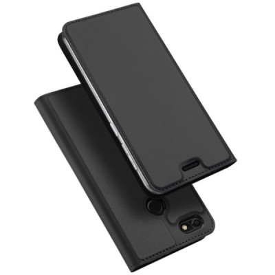 „Dux Ducis“ Skin serijos Huawei P9 Lite Mini (Y6 Pro 2017) juodas odinis atverčiamas dėklas / Priedai.lt