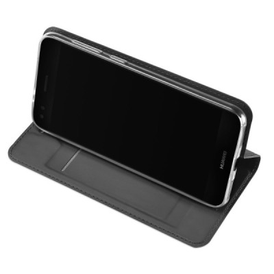 „Dux Ducis“ Skin serijos Huawei P9 Lite Mini (Y6 Pro 2017) juodas odinis atverčiamas dėklas / Priedai.lt