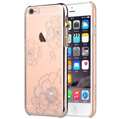 Apple iPhone 6S elegants „Vouni“ Crystal Bloom dzidrs (caurspīdīgs) zelta plastmasas apvalks ar kristāliem / Vacins.lv