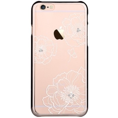 Apple iPhone 6 (6s) „Vouni“ Crystal Bloom plastikinis skaidrus permatomas auksinis dėklas su kristalais / Priedai.lt
