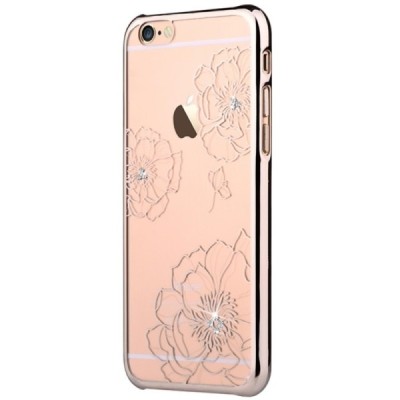 Apple iPhone 6 (6s) „Vouni“ Crystal Bloom plastikinis skaidrus permatomas auksinis dėklas su kristalais / Priedai.lt
