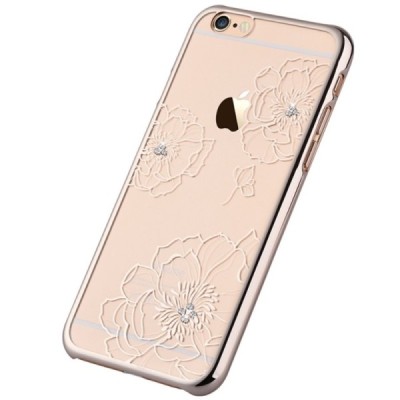Apple iPhone 6 (6s) „Vouni“ Crystal Bloom plastikinis skaidrus permatomas auksinis dėklas su kristalais / Priedai.lt