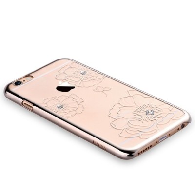 Apple iPhone 6 (6s) „Vouni“ Crystal Bloom plastikinis skaidrus permatomas auksinis dėklas su kristalais / Priedai.lt