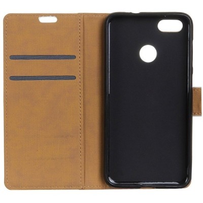 Huawei P9 Lite Mini (Y6 Pro 2017) atverčiamas juodas odinis Casual dėklas - piniginė / Priedai.lt