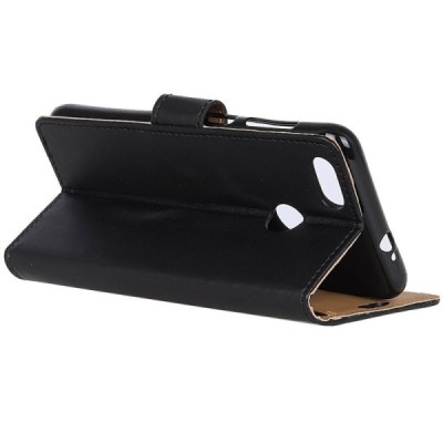 Huawei P9 Lite Mini (Y6 Pro 2017) atverčiamas juodas odinis Casual dėklas - piniginė / Priedai.lt