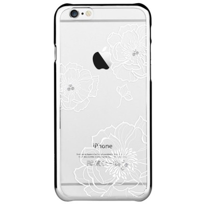 Apple iPhone 6 (6s) „Vouni“ Crystal Bloom plastikinis skaidrus permatomas sidabrinis dėklas su kristalais / Priedai.lt