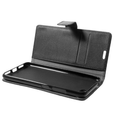 Asus Zenfone 4 Max (ZC554KL) atvēramais ādas melns maciņš (maks) / Vacins.lv