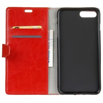 Asus Zenfone 4 Max (ZC554KL) atvēramais ādas sarkans maciņš (maks) / Vacins.lv