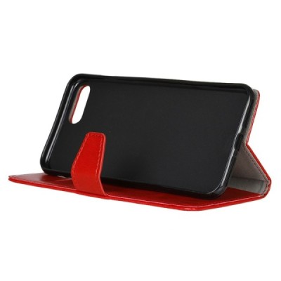 Asus Zenfone 4 Max (ZC554KL) atvēramais ādas sarkans maciņš (maks) / Vacins.lv