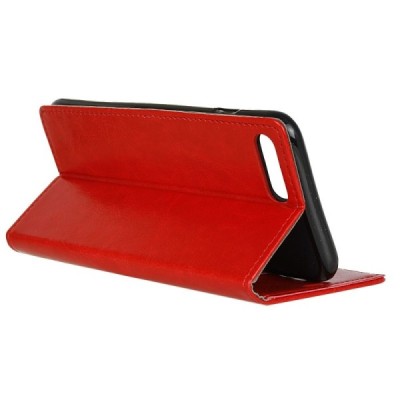 Asus Zenfone 4 Max (ZC554KL) atvēramais ādas sarkans maciņš (maks) / Vacins.lv