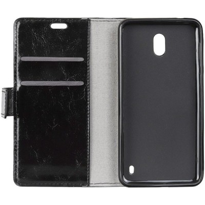 Nokia 2 atvēramais ādas melns maciņš, grāmata (maks) / Vacins.lv