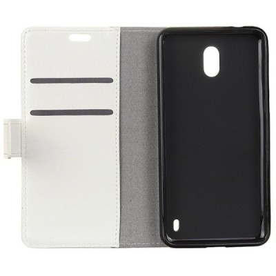 Nokia 2 atvēramais ādas balts maciņš, grāmata (maks) / Vacins.lv