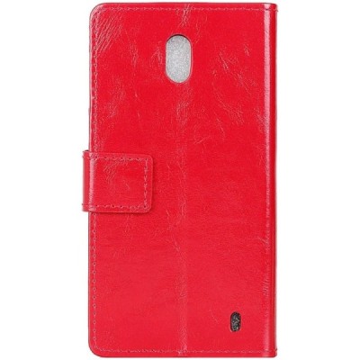 Nokia 2 atverčiamas raudonas odinis dėklas, knygutė - piniginė / Priedai.lt
