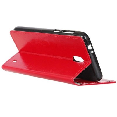 Nokia 2 atverčiamas raudonas odinis dėklas, knygutė - piniginė / Priedai.lt