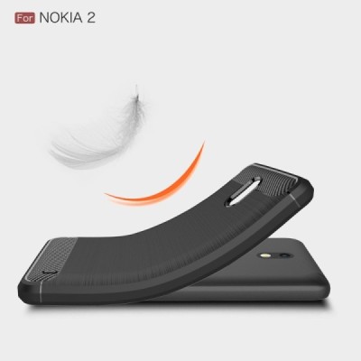 Nokia 2 „Carbon“ kieto silikono TPU juodas dėklas - nugarėlė / Priedai.lt
