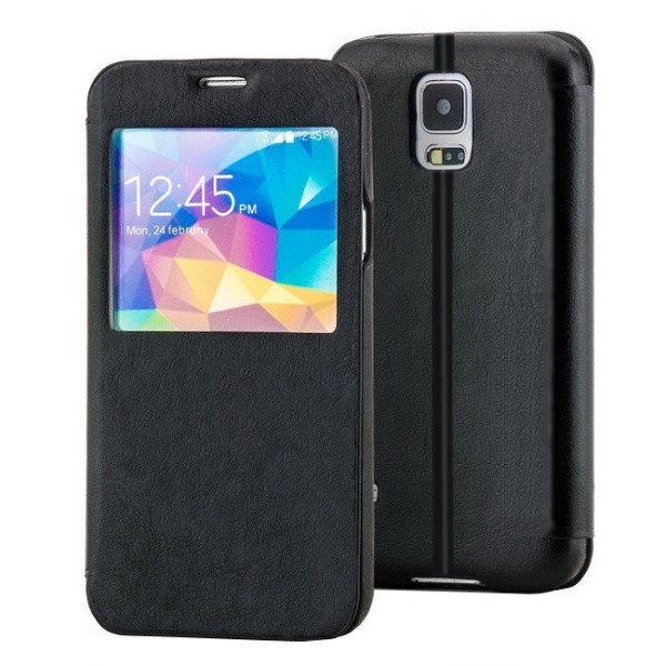 „View Window“ atvēramais maciņš - melns (Galaxy S5 / S5 Neo)