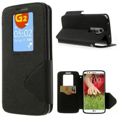 Roar Diary atverčiamas LG G2 D802 juodas odinis dėklas / Priedai.lt