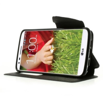 Roar Diary atverčiamas LG G2 D802 juodas odinis dėklas / Priedai.lt